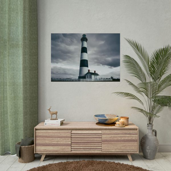 Lighthouse With Black Sky Poster