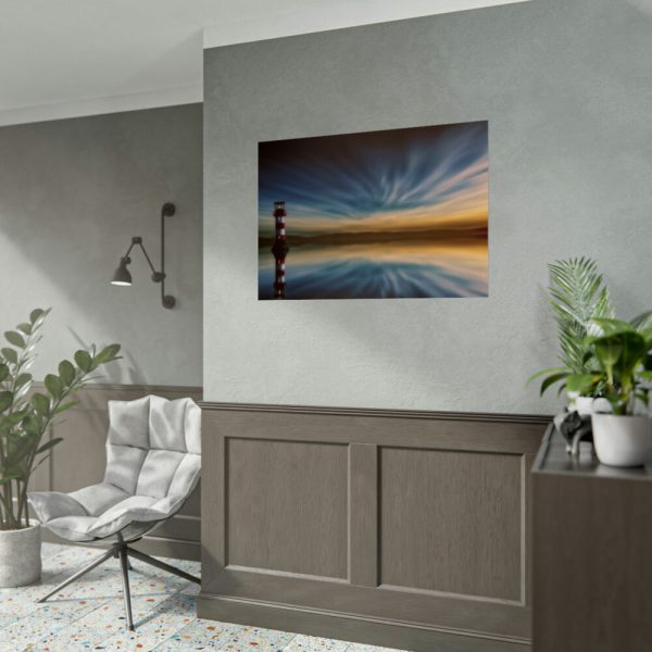 92409-1026.jpg Water Reflection and Lighthouse in Dusk Poster