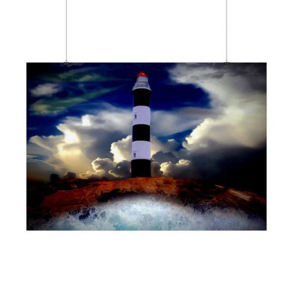 92409-1163.jpg Lighthouse Sea Water Illustration Poster