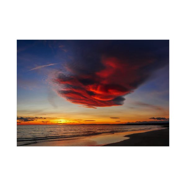Red Sky at Morning with Ocean Poster