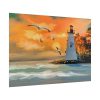 92409-1204.jpg Lighthouse Seagulls and a Beautiful Sky Poster
