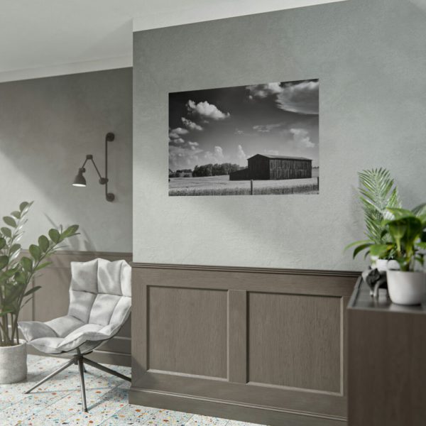 Black and White Barn Poster