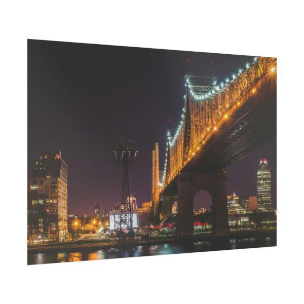 92409-1289.jpg A Well-lit Bridge at Nightfall Across the Waters Poster