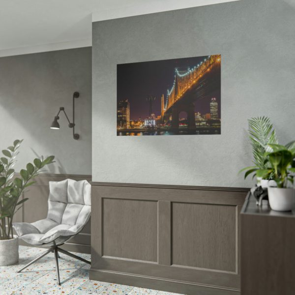 92409-1291.jpg A Well-lit Bridge at Nightfall Across the Waters Poster