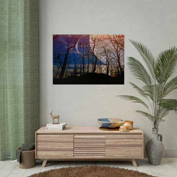 92409-1345.jpg Full Moon and Forest Night Darkness Poster