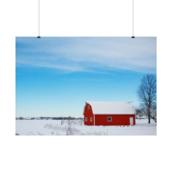 92409-1403.jpg Red Barn in the Winter Poster