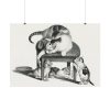 92409-173.jpg Domestic Cat on a Stool and Three Kittens by Gottfried Mind Poster