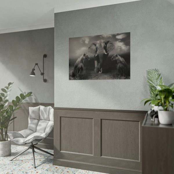 92409-241.jpg Big Elephant with Two Lion Poster