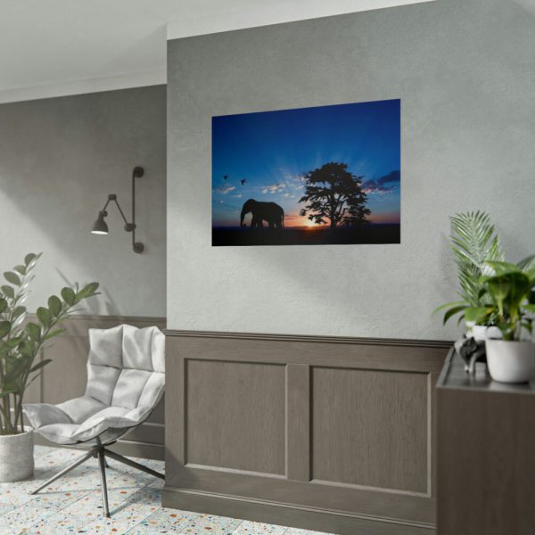92409-246.jpg Elephant and Sunset Poster