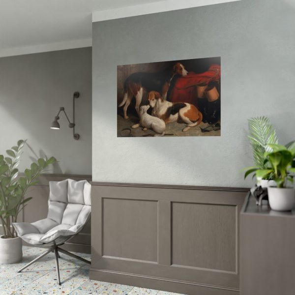 92409-26.jpg A Couple of Foxhounds with a Terrier by William Barraud Poster