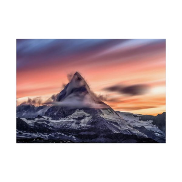 92409-442.jpg Snowcapped Mountain Peak on a Cloudy Sunrise in Matterhorn Poster