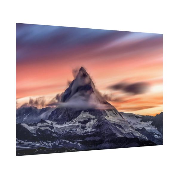 92409-444.jpg Snowcapped Mountain Peak on a Cloudy Sunrise in Matterhorn Poster