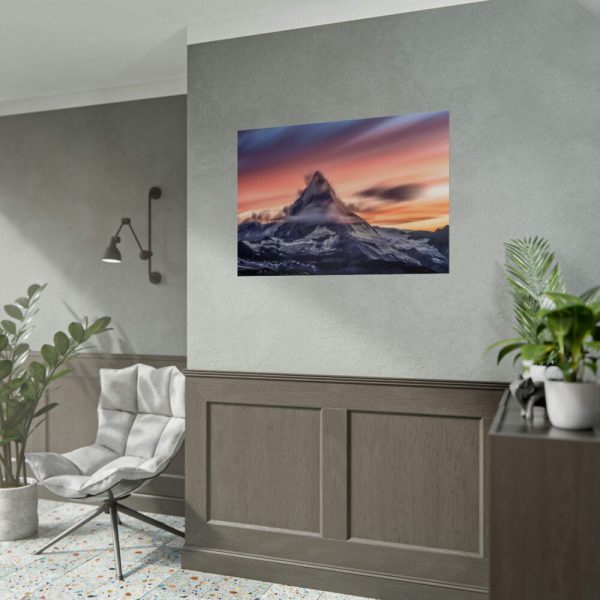 92409-446.jpg Snowcapped Mountain Peak on a Cloudy Sunrise in Matterhorn Poster