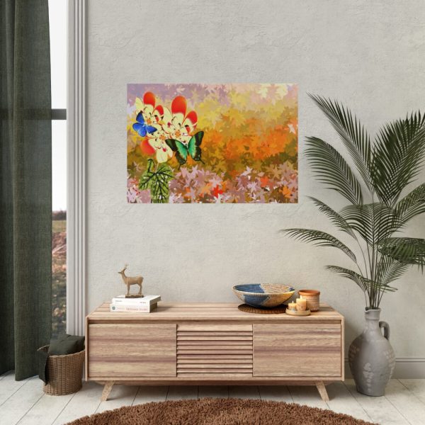 Butterflys on Flowers Background Poster