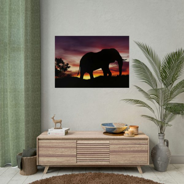 Elephant and Sunset in Africa Poster