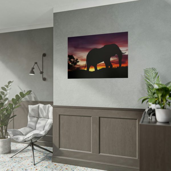 Elephant and Sunset in Africa Poster