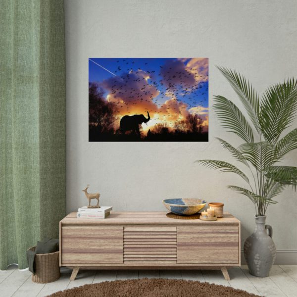 92409-495.jpg Elephants and Birds in the Nature Poster