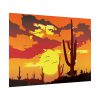92409-694.jpg Cactus in Desert, Yellow Sky and Cow Poster