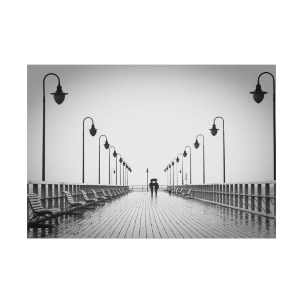 92409-937.jpg Rain on the Promenade in Black and White Poster