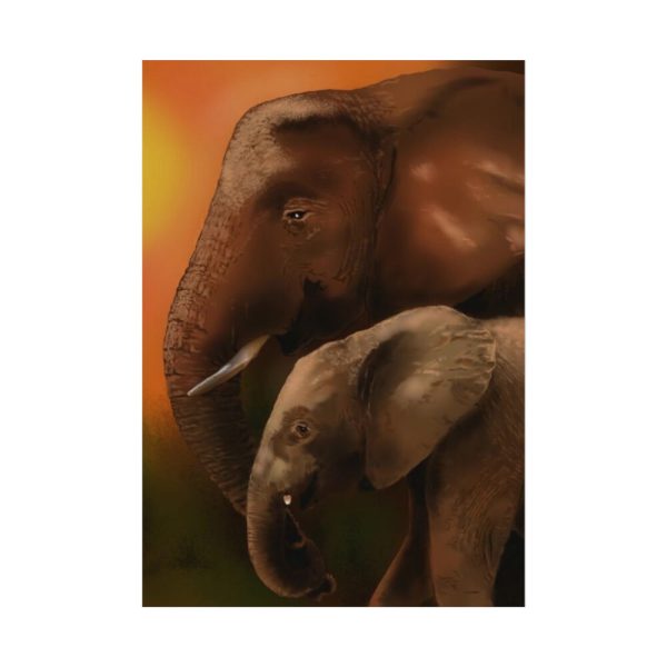 Art Elephants Sun Savannah Poster