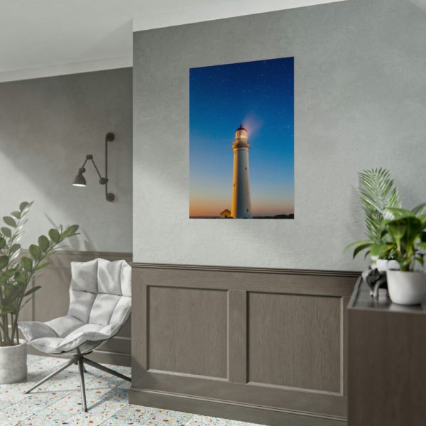 Lighthouse With Starry Night Poster