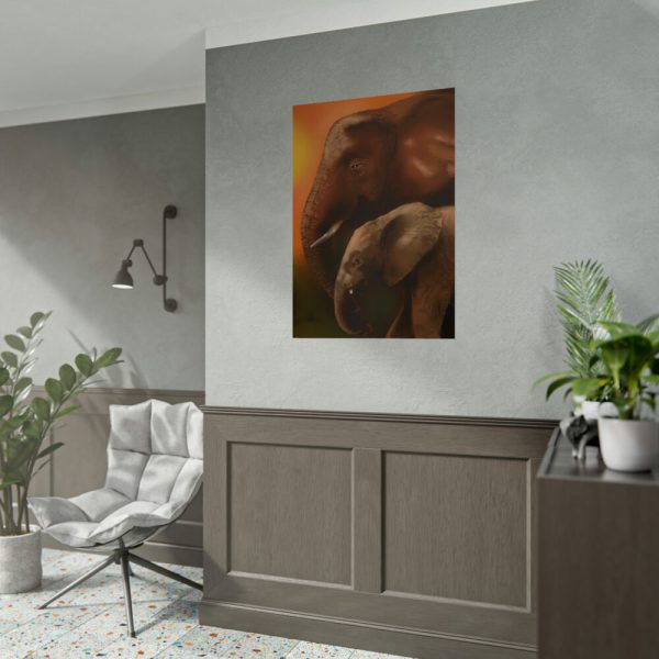 Art Elephants Sun Savannah Poster