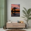 Silhouette Elephant and Kid Poster
