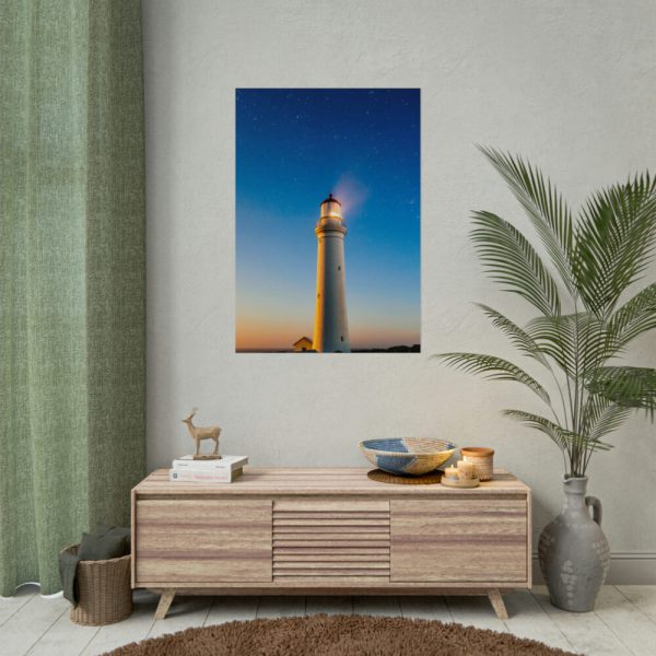 Lighthouse With Starry Night Poster