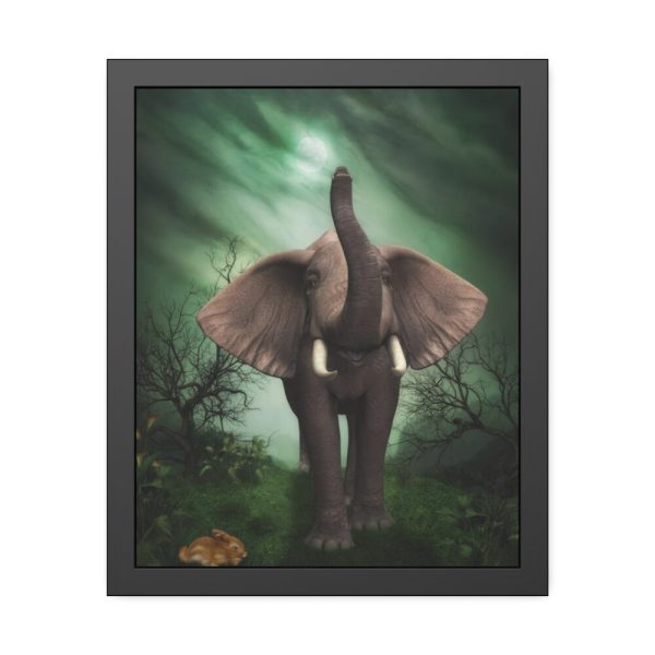 93820.jpg Elephant Hare Trees Fantasy Framed Poster