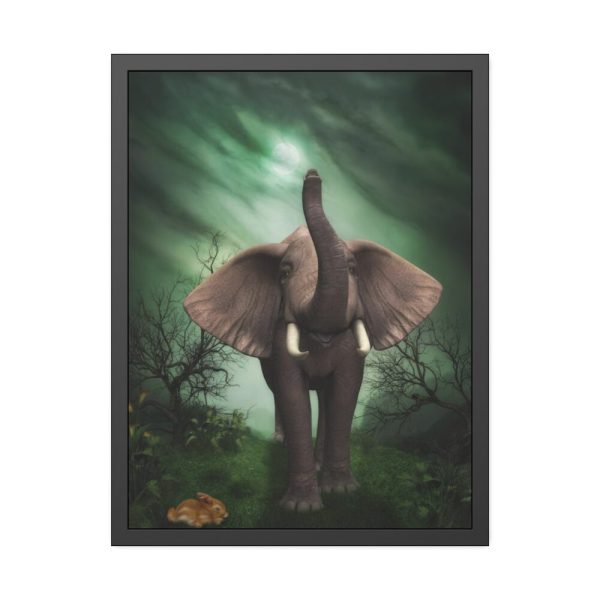 93827.jpg Elephant Hare Trees Fantasy Framed Poster