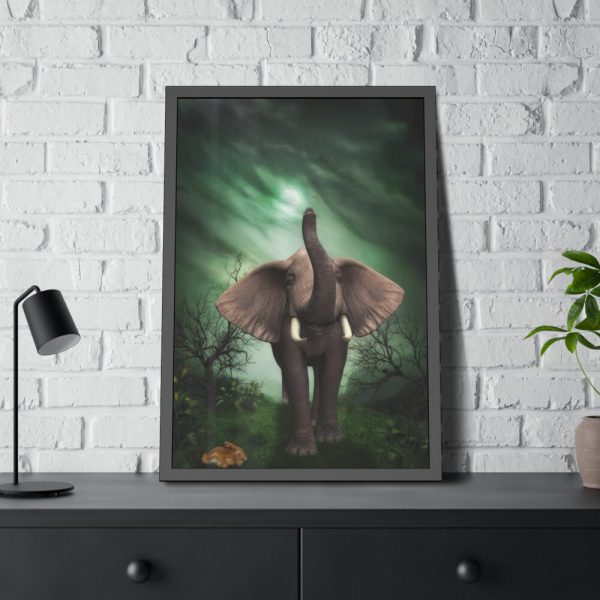 93829-3.jpg Elephant Hare Trees Fantasy Framed Poster