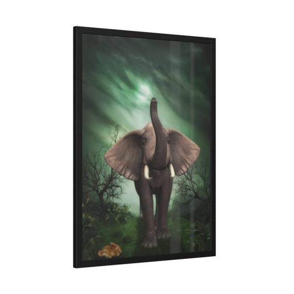93830-113.jpg Elephant Hare Trees Fantasy Framed Poster