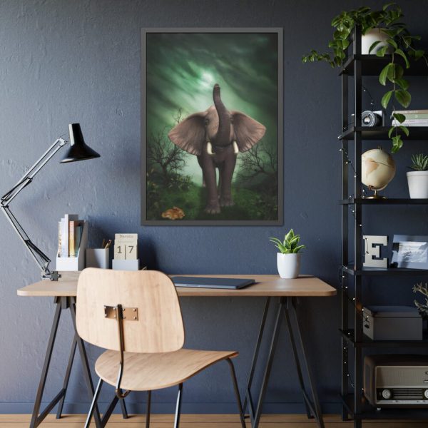 93830-114.jpg Elephant Hare Trees Fantasy Framed Poster