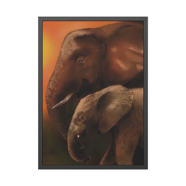 Art Elephants Sun Savannah Framed Poster