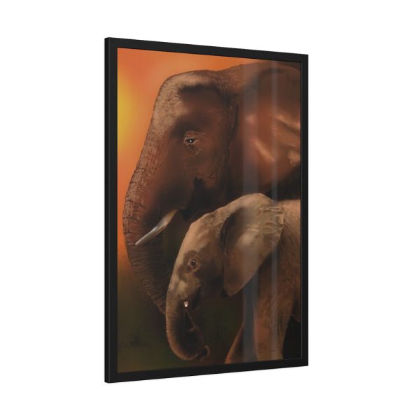 Art Elephants Sun Savannah Framed Poster