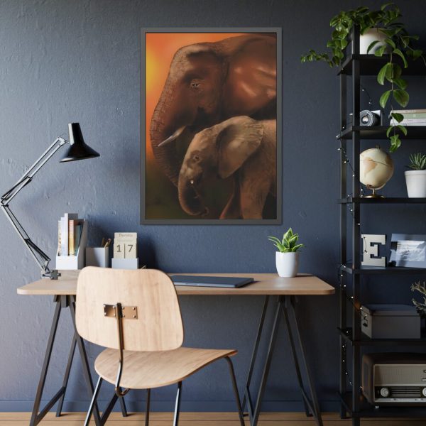 Art Elephants Sun Savannah Framed Poster