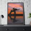 93830-123.jpg Silhouette Elephant and Kid Framed Poster