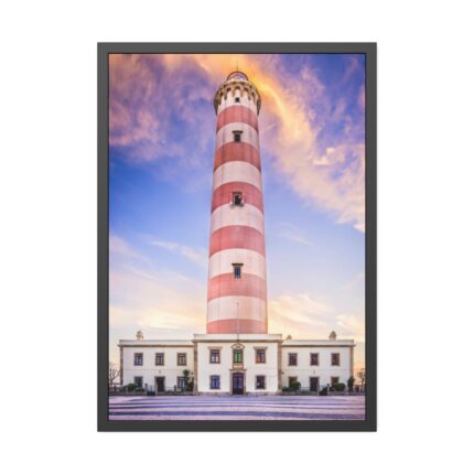 Tower With Blue and Yellow Sky Framed Poster