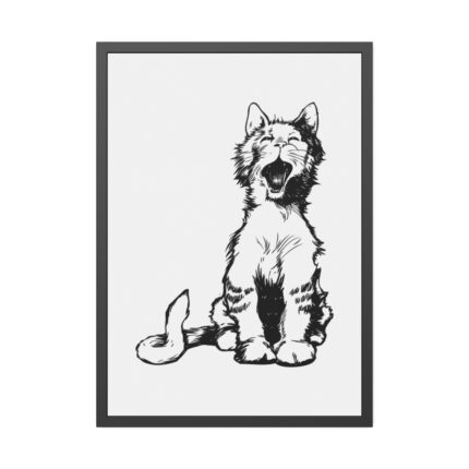 Illustration of Yawning Cat Framed Poster