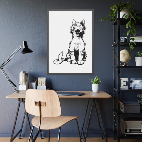 93830-82.jpg Illustration of Yawning Cat Framed Poster
