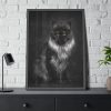 Black Silver Maine Coon Cat Sitting Framed Poster