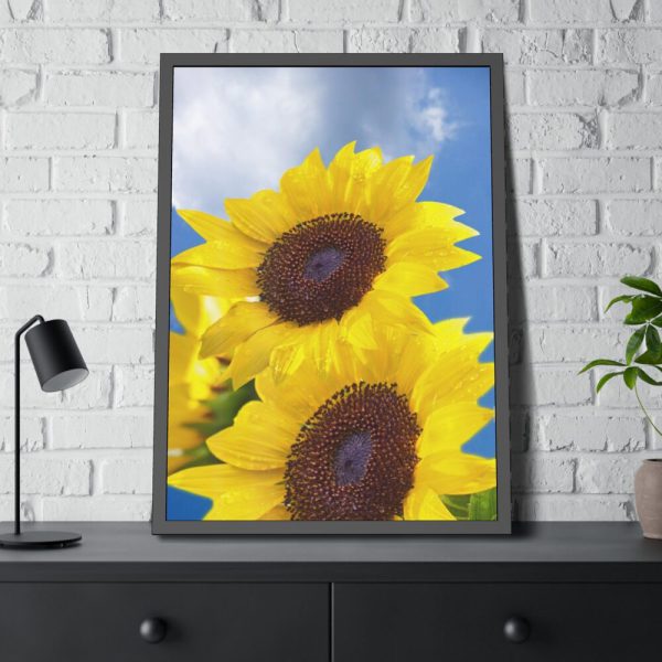 93831-107.jpg Sunflower Flower Air Clouds Framed Poster