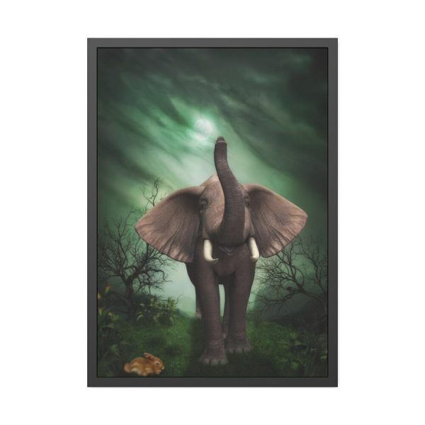 93831-112.jpg Elephant Hare Trees Fantasy Framed Poster