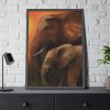 Art Elephants Sun Savannah Framed Poster
