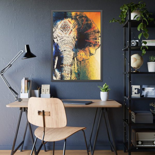 93831-70.jpg Drawing Elephant Colorful Color Framed Poster