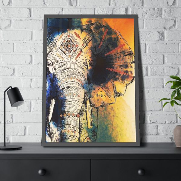 93831-71.jpg Drawing Elephant Colorful Color Framed Poster
