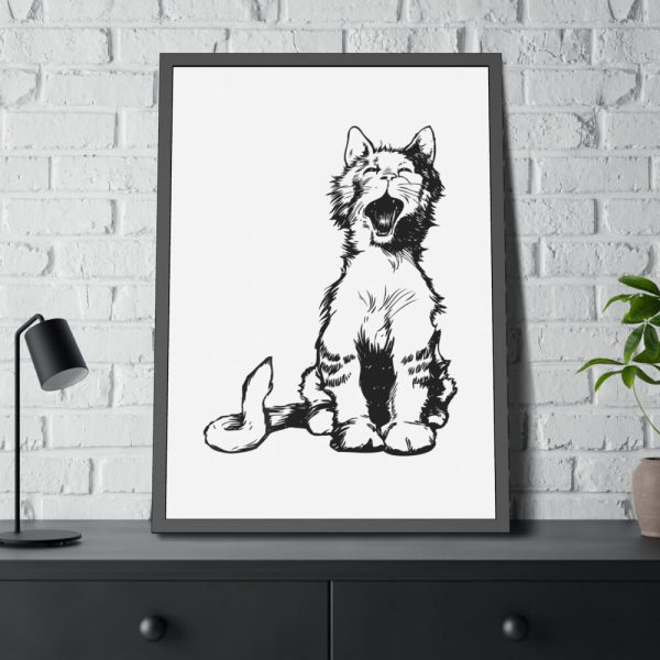 93831-83.jpg Illustration of Yawning Cat Framed Poster