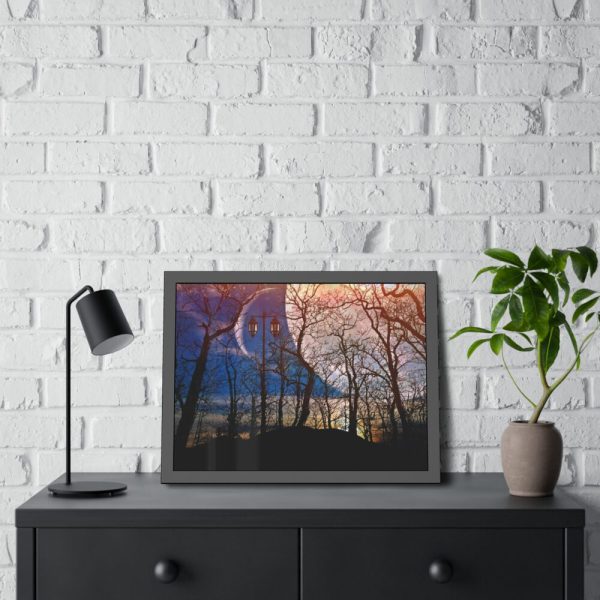 93846-11.jpg Full Moon and Forest Night Darkness Framed Poster