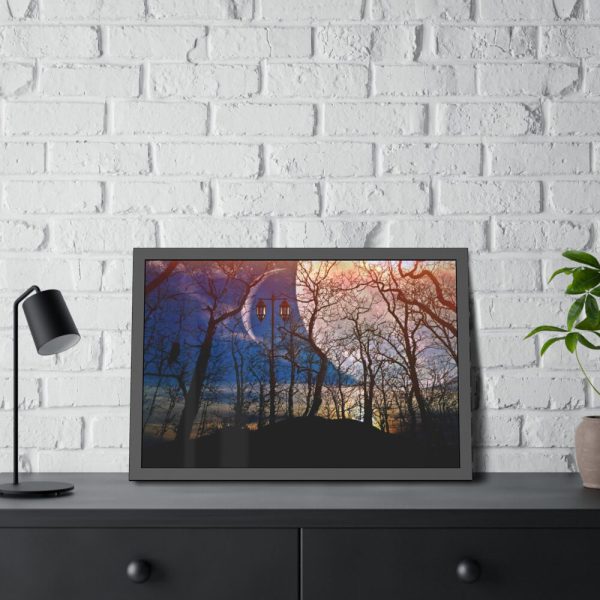 93848-11.jpg Full Moon and Forest Night Darkness Framed Poster