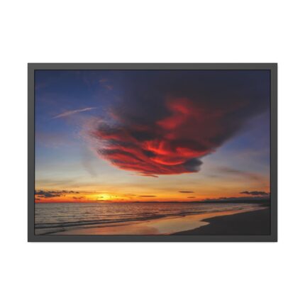 Red Sky at Morning with Ocean Framed Poster